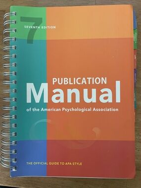APA Style Writing Manual 7th edition Publication Manual of the APA